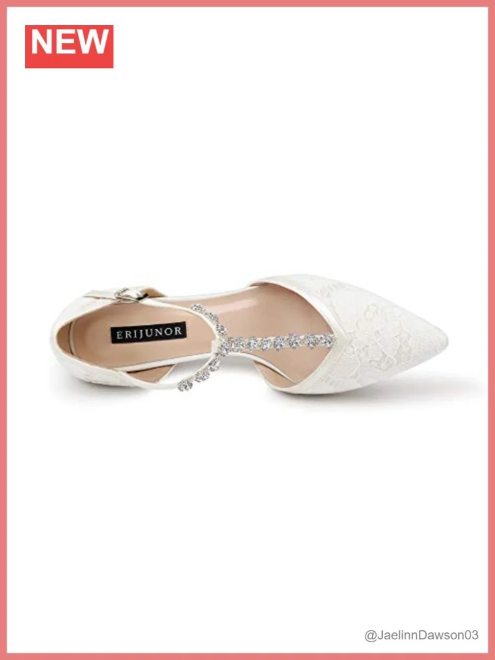 Women's Satin Lace Bridal Wedding Shoes Mid Heel Rhinestone T-Strap